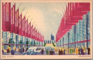 Vintage 1933 CHICAGO WELTAUSSTELLUNG Postkarte "146. Avenue of Flags " Donnelley - Bild 1 von 2