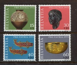SWITZERLAND 1973, ARCHAEOLOGICAL FINDS, GOLD, CERAMICS, Scott B414-B417, MNH - Picture 1 of 1