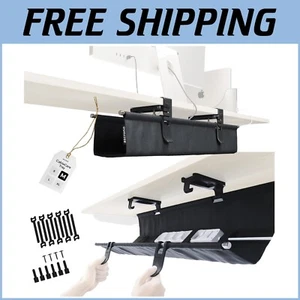 CableCare No-Drill Under Desk Cable Management Tray 27.3" - Premium Black Fabric - Photo 1/9