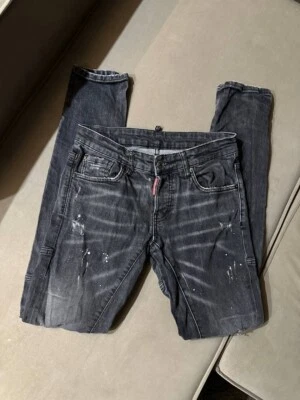 Dsquared2 Distressed Jeans Gray Denim Art Paint Splatter, Grunge Italy Sz42 - Image 1 of 4