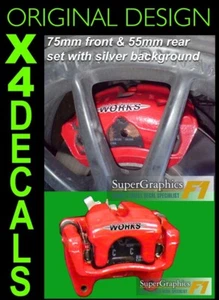 Bremssattel Aufkleber Aufkleber passend für Mini Cooper S funktioniert Original x4 Set 75+55 silber - Bild 1 von 2