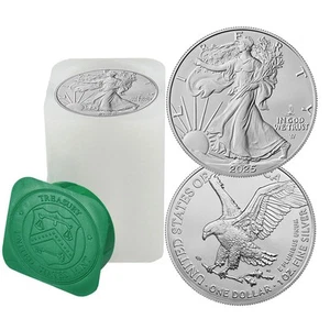 Open Roll of 20 - 2025 (P) $1 American Silver Eagle First Eagle Privy 1 oz BU - Picture 1 of 3