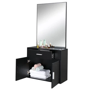 Black Barber Salon Station Wall Mount Hair Stylist Beauty Spa Equipment  +Mirror - Picture 1 of 11