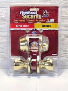 Kwikset SICHERHEIT GLEICHSCHLIESSEND Zugangsknopf & Einzylinder Riegel Packung 4 Schlüssel - Bild 1 von 4