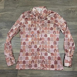 Camisa Top Nik Mujer Pequeña Mediana 10 Disco Años 70 Pop Art Deco Escuela - Imagen 1 de 13