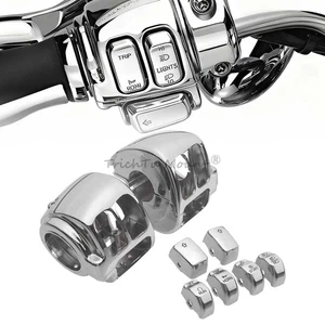 Handlebar Control Switch Housing Chrome Caps For Harley Softail Fat Boy FLSTF - Picture 1 of 18