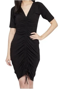 Wilfred Aritzia Dress Women Medium Black Cotton Nissa Cinch Front Mini Gothic - Picture 1 of 10