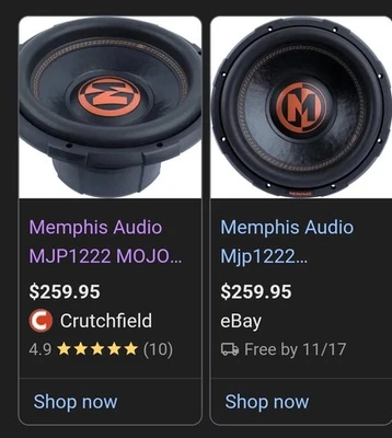 Subwoofer Memphis Audio MJP1222 12 pulgadas MOJO Pro DVC 2 ohmios 1500 W potencia negro Foto 1 de 4