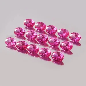 AAA+ 7x5MM Lab Grown Pink Ruby Faceted Oval Cut Loose Gemstone 15 PCS Lots - Picture 1 of 8