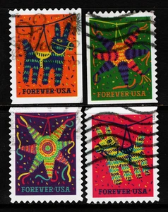 OFF paper #5812-15 Pinatas (used set of 4) Forever 2023 – f371 - Picture 1 of 1