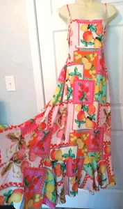 Anthropologie Paper Heart Kleid Maxi mit Volant offen/Rückband Obst Spaghetti XS - Bild 1 von 11