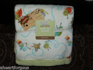 CARTER'S BABY BLANKET FLITTER INSECTS BUGS BEES CATERPILLAR PLUSH UNISEX SOFT - Picture 1 of 4