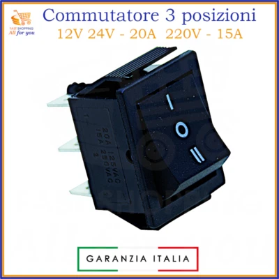 Commutatore 3 posizioni bipolare 1-0-2 interruttore deviatore a bilanciere x 12V - Immagine 1 di 2