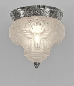 MULLER FRERES : FRENCH 1930 ART DECO FLUSH MOUNT ....... chandelier  lamp France - Picture 1 of 9