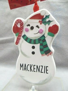 MACKENZIE Ganz Pre-Personalized Ornament 3.5" Ceramic Christmas Snowman Holiday - Picture 1 of 2