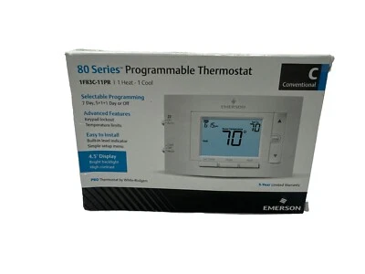 White-Rodgers 1F83c-11Pr 80 Series Thermostats, 7 Programs, 1 H 1 C, Wall - Image 1 of 2