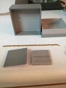 Neu mit Etikett $ 250 Michael Kors kostbares Mercer-Gliederarmband Sterlingsilber Gold Mkc1004 - Bild 1 von 7