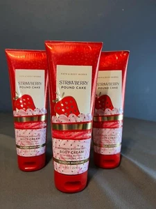 3 Bath And Body Works Strawberry Pound Cake Ultimate Hydration Body Cream 8oz. - Picture 1 of 2