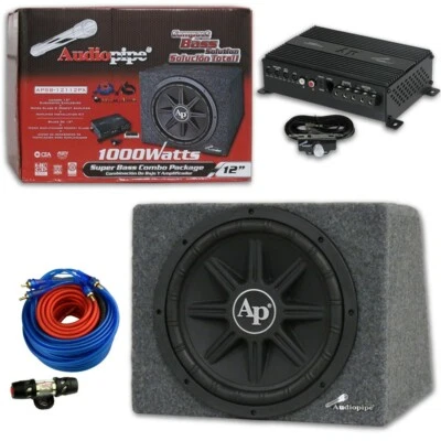 OFERTA PAQUETE COCHE AUDIOPIPE CAJA SUBWOOFER 12" + MICRO AMPLIFICADOR + KIT AMPLIFICADOR Foto 1 de 4
