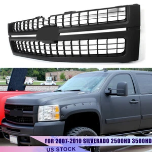 For 2007-2010 Chevy Silverado 2500HD 3500HD Matte Black Grille With Black Insert - Picture 1 of 14