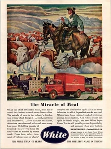 VINTAGE 1945 WEISSE LKW TRANSPORT DRUCK ANZEIGE - Bild 1 von 1