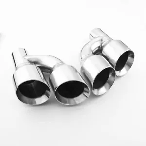 Stainless Steel 2.5" Inlet Exhaust Tips Quad 4" Out Staggered Dual Wall Pair - Picture 1 of 6