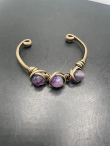 Vintage Studio, Artist, Hand-Made, Purple Stone Cuff - Picture 1 of 7