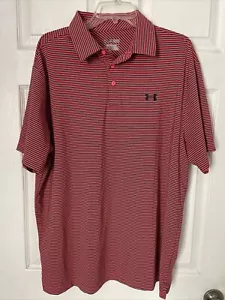 Under Armour Polo Shirt Golf Short Sleeve Heat Gear Loose Fit Salmon Pink 2XL - Picture 1 of 6
