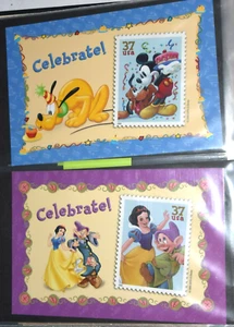 VINTAGE (4" x 6") USPS DISNEY POSTCARDS: "Celebrate - Mickey and Pluto," New - Picture 1 of 3