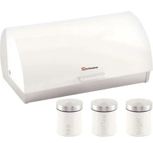 Stainless Steel Roll Top Bread Bin With Canister,Silk White,40.7 x 29.5 x 19.4cm - Picture 1 of 3