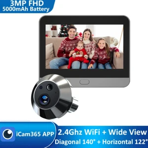 Smart 3MP Mini Digital Peephole Door Camera 2.4Ghz Wifi Infrared IR Night Vision - Picture 1 of 16