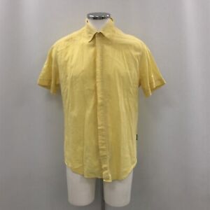 Versace Shirt Mens Size Large Yellow Button Up Collared Smart Casual 130322