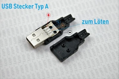 USB Stecker Buchse Typ A Lötstecker USB Stecker zum Löten Arduino Raspberry DIY  - Bild 1 von 2