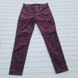 $119 Banana Republic Mid Rise Skinny Ankle Corduroy Jeans Bordeaux Burgundy 25P  - Picture 1 of 12