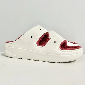 Crocs Classic Cozy Holiday Sweater Men’s Size 6-13 White Red Lined Sandals - Picture 1 of 12
