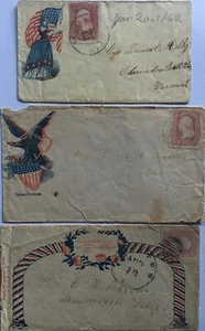 Three US Scott 65 on patriotic cover - Picture 1 of 2