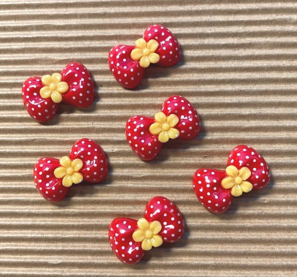 Arco de resina 18 un. x 7/8" con lunares de flores respaldo plano para niños/tarjetas/artesanía SB295 Foto 1 de 1