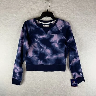 Champion Sweatshirt Women's XS Navy Tie-Dye Cotton Crew Neck Pullover NWT 6832 - Image 1 of 4