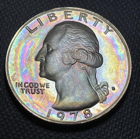Rainbow Toned 1978 S Proof Washington Quarter 25c - Bright Neon! Cover