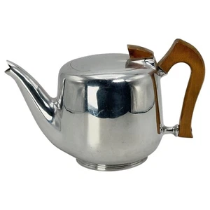 Picquot Ware Tea Pot Magnalium & Sycamore MCM Art Deco VTG Made in England - Picture 1 of 9