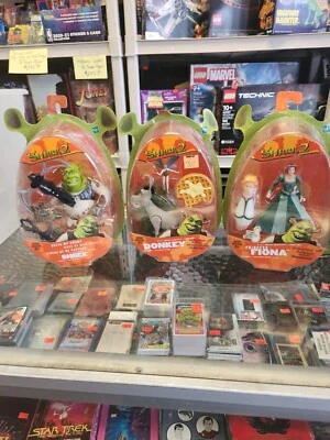 Vintage Hasbro Shrek 2 Shrek, Donkey, and Fiona Action Figure Lot/3 New In Box - Image 1 of 4