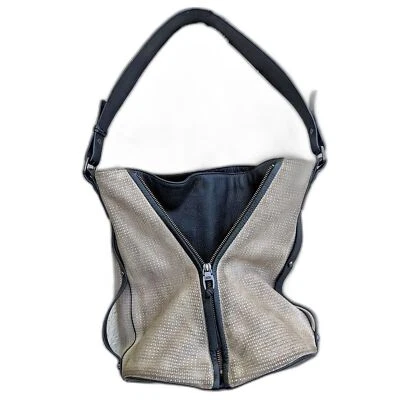 KOOBA Vintage Y2K Metallic Suede & Leather Zip Expanding Large Hobo Shoulder Bag - Image 1 of 4