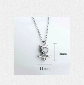 Tiny Silver Animal Cat Pave Cubic Zirconia Kitten Pendant Chain Necklace - Picture 1 of 3