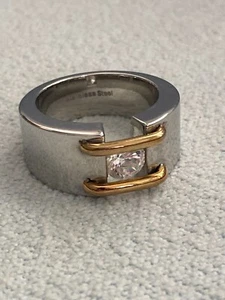 Michael Valitutti NH 8-10mm Stainless Steel Tension Set CZ Ring Sz. 8.5 - Picture 1 of 13