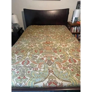 Pottery Barn SIMONE Floral KING Duvet Cover Cotton Linen Blend Piping Detail - Picture 1 of 11