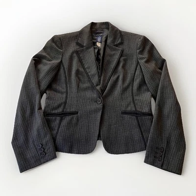 Blazer elástico para mujer Jones Wear gris negro rayas talla 10 a medida Foto 1 de 4