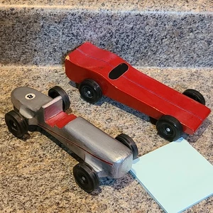 Lot of 2 Vintage Pinewood Derby Wooden Toy Race Cars Boy Scouts Of America (Y11) - Picture 1 of 13