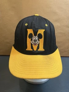 Vintage Mickey Mouse Black Yellow Walt Disney USA Made SnapBack Hat Embroidered - Picture 1 of 8