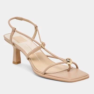 DOLCE VITA Mylee Heels Size 7.5 Light Tan Nude Leather Square Toe Strappy Party - Image 1 of 4