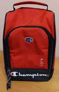 Champion Insulated Lunch Box Bag Sturdy Red Black 10" For School Daycare Stained - Picture 1 of 9